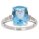 9ct White Gold 0.05ct Diamond and Blue Topaz Ring