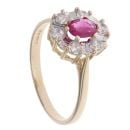 9ct Yellow Gold Cubic Zirconia and Ruby Cluster Ring