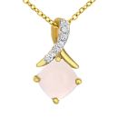 9ct Yellow Gold Opal Crossover Diamond Pendant Necklace