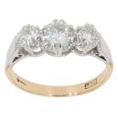 14ct Yellow Gold Brilliant Cut 1.00ct Diamond Trilogy Ring