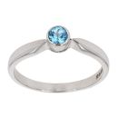9ct White Gold Blue Topaz Stone Set Ring