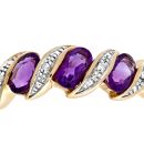 9ct Yellow Gold Diamond and Amethyst Dress Ring