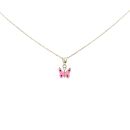 14ct Yellow Gold Pink Enamel Butterfly Pendant