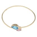 9ct Yellow Gold Amethyst And Topaz Bangle