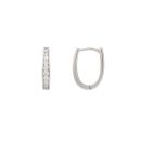 Sterling Silver Channel Set Cubic Zirconia Oval Huggie Hoop Earrings