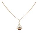 9ct Yellow Gold Black Green and Red Fob and Chain 18"