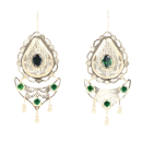 14ct Yellow Gold Green Gemstone Drop Earrings
