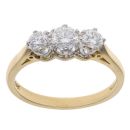 18ct Yellow Gold 0.75ct Brilliant Cut Diamond Trilogy Ring