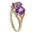 14ct Yellow Gold 0.02ct Diamond And Amethyst Ring