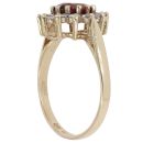 9ct Yellow Gold Cubic Zirconia Garnet Cluster Ring