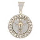 9ct Yellow Gold Cubic Zirconia Cherub Circle Pendant