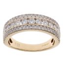 18ct Yellow Gold 1.00ct Diamond Three Row Ring