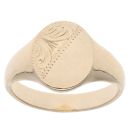 9ct Yellow Gold Half Patterned Signet Ring