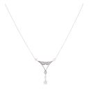 9ct White Gold Cubic Zirconia Pendant and Chain 16"