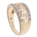 9ct Yellow Gold 0.18ct Brilliant Cut Diamond Greek Key Ring