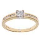 18ct Yellow Gold 0.25ct Princess and Brilliant Cut Diamond Cluster Ring