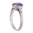 9ct White Gold Amethyst and 0.05ct Diamond Ring