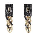 14ct Yellow Gold Monaco Classic Black Cubic Zirconia Pave Drop Earrings