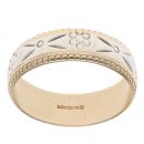 9ct Yellow and White Gold Patterned Wedding Band 5.8mm