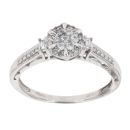 9ct White Gold 0.25ct Diamond Cluster Ring