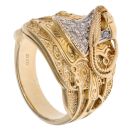 9ct Yellow Gold Cubic Zirconia Patterned Saddle Ring