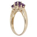14ct Yellow Gold Three Stone Amethyst Cabochon Ring