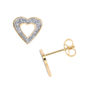 9ct Yellow Gold Crystal Heart Stud Earrings