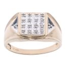 9ct Yellow and White Gold 0.15ct Diamond Signet Ring