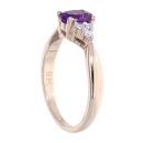 9ct Yellow Gold Created Amethyst And Diamond Stone Set Ring