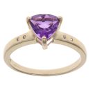 9ct Yellow Gold Cubic Zirconia and Amethyst Solitaire Ring