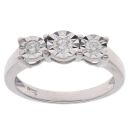 9ct White Gold 0.25ct Brilliant Cut Diamond Trilogy Ring