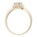 9ct Yellow Gold Octagon Pink Opal and Diamond Cluster Ring