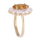 14ct Yellow Gold Green Marquise Cubic Zirconia Ring