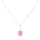 18ct White Gold Ruby and 0.05ct Diamond Pendant and Chain 18"