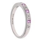 9ct White Gold Pink Topaz And 0.05ct Diamond Ring