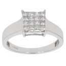 18ct White Gold 0.50ct Princess Cut Diamond Cluster Ring