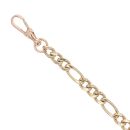 9ct Rose Gold Figaro T-Bar Bracelet 7"