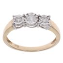 9ct Yellow Gold 0.25ct Brilliant Cut Diamond Trilogy Ring