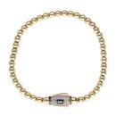 14ct Yellow Gold Monaco Bub Pave Lock Bead Bracelet 8"