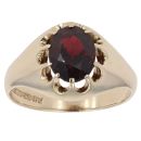9ct Yellow Gold Garnet Signet Ring