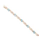 9ct Yellow Gold 0.05ct Diamond And Blue Topaz Bracelet 7.5"