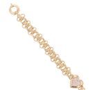 14ct Yellow Gold Cubic Zirconia Heart Fancy Bracelet 7.5"