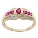9ct Yellow and White Gold 0.05ct Diamond and Ruby Fancy Ring
