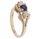 9ct Yellow Gold Sapphire And Cubic Zirconia Three Stone Ring