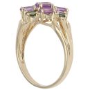 9ct Yellow Gold Amethyst and Emerald Cluster Ring