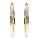14ct Yellow And White Gold Duo Patterned Hoop Earrings