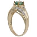 9ct Yellow Gold 0.10ct Diamond and Green Gemstone Dress Ring