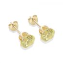 9ct yellow gold 6mm light peridot CZ stud Earrings