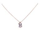 9ct Rose Gold 0.10ct Diamond and Pink Gemstone Pendant and Chain