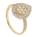 18ct Yellow Gold 1.05ct Diamond Cluster Pear Ring by Anya Belle